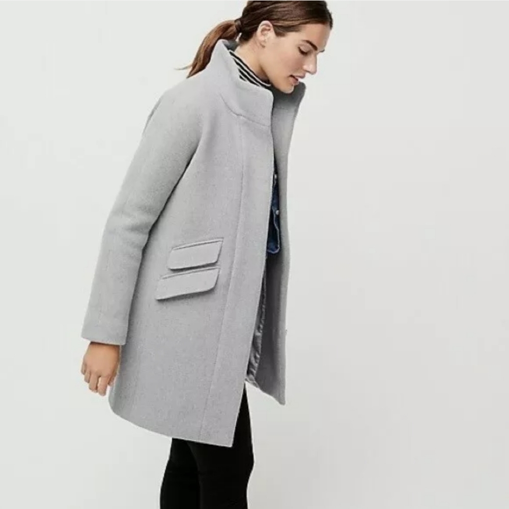 J Crew Stadium Cloth Nello Gori Cacoon Coat Grey